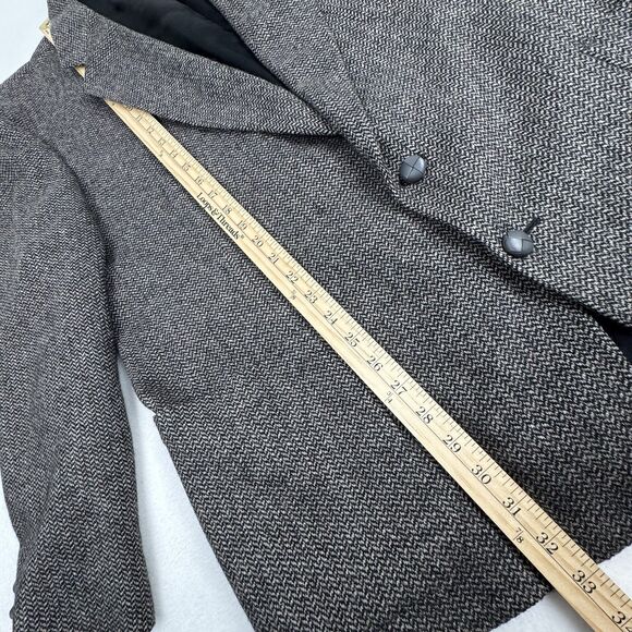 VTG Hunt Valley Mens 48R Wool Herringbone Tweed Blazer Elbow Patch Sport Coat - Picture 14 of 16